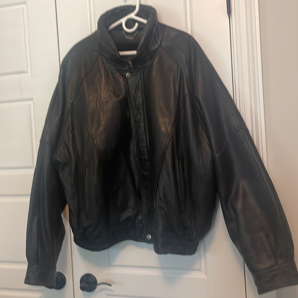 Tanner Ave Leather Bomber Jacket Size 3X